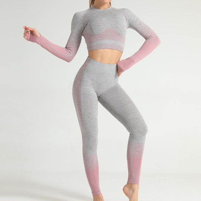 React Seamless Legging - Grey/Pink