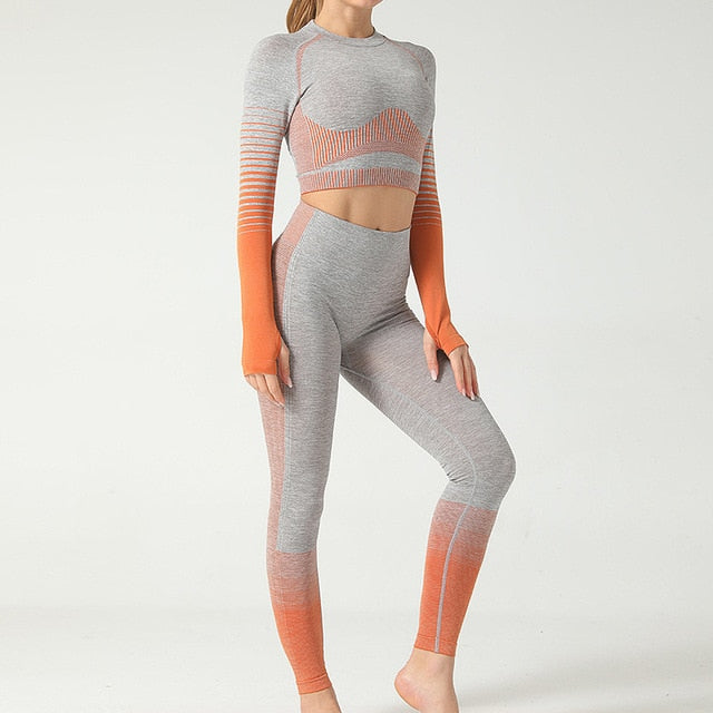 React Seamless Legging - Grey/Orange