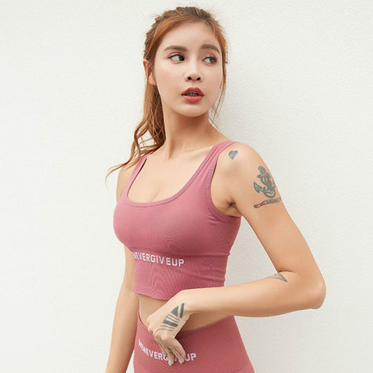 React Seamless 'Never Give Up' Series Sports Crop - Pink