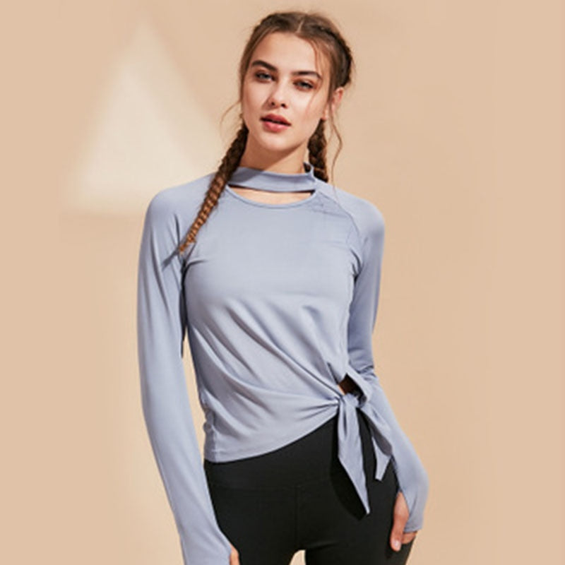 React LUXE CHARGE Sleeved Sports Crop - Light Grey