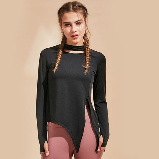 React LUXE CHARGE Sleeved Sports Crop - Black