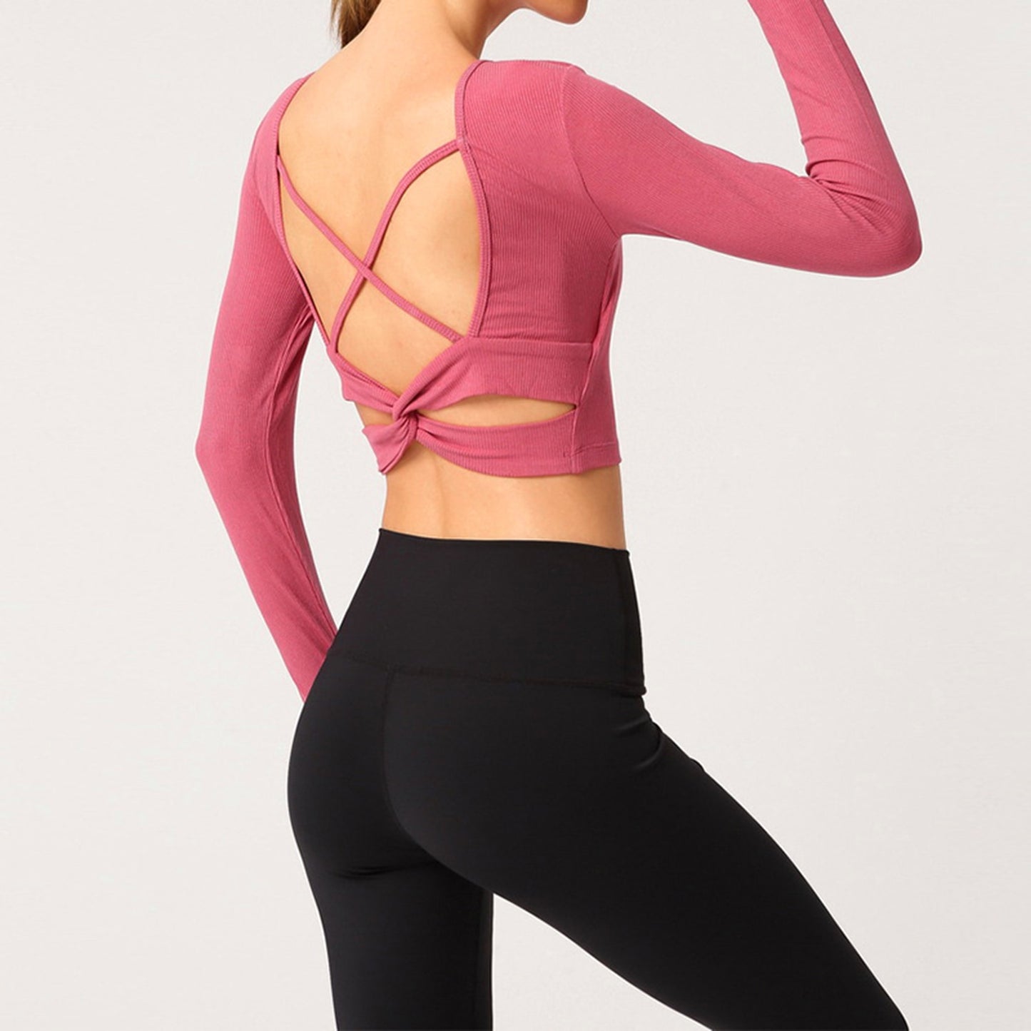 REACT LUXE Criss Cross Sports Crop - Pink