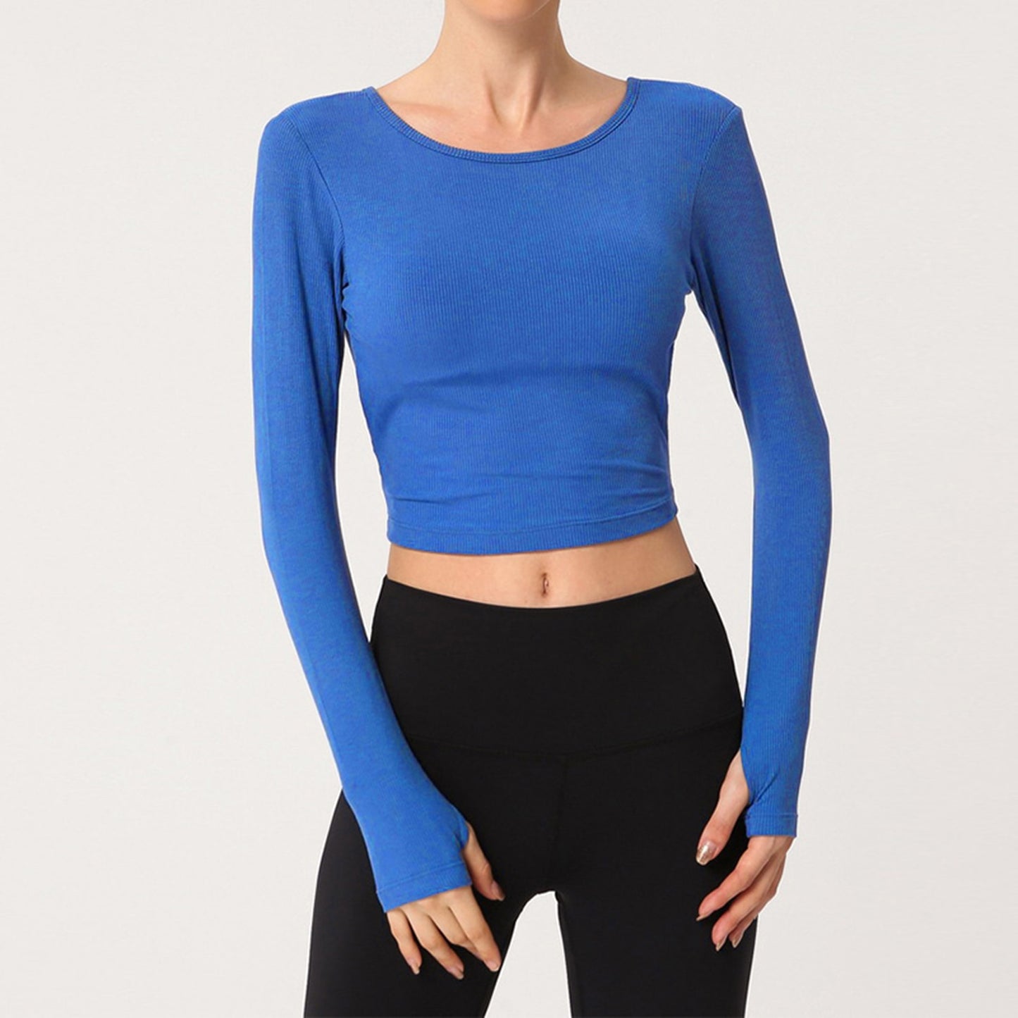 REACT LUXE Criss Cross Sports Crop - Blue