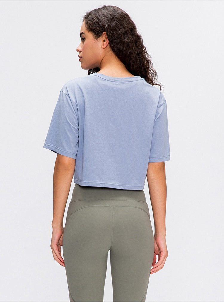 REACT PREMIUM LUXE Sports Crop - Sky Blue