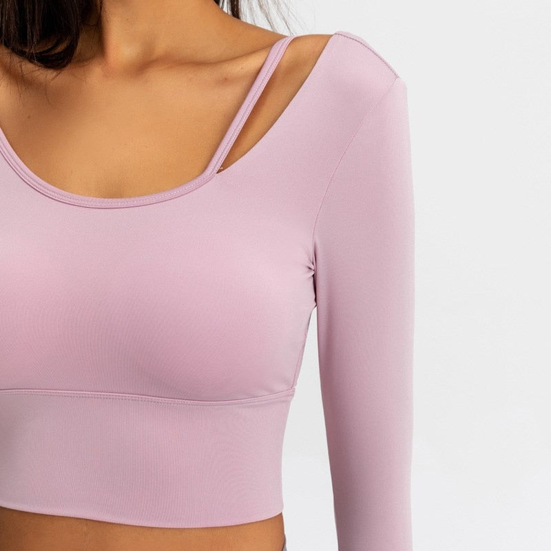 React Seamless Sculpt Crossed Crop - Light Pink