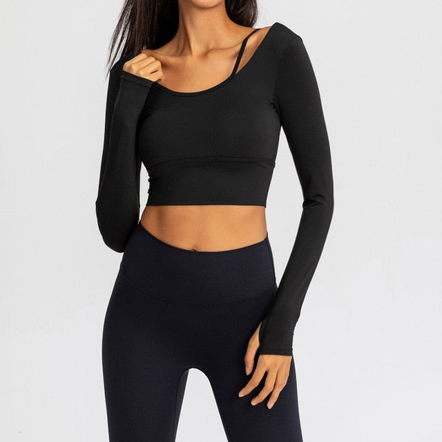 React Seamless Sculpt Crossed Crop - Black