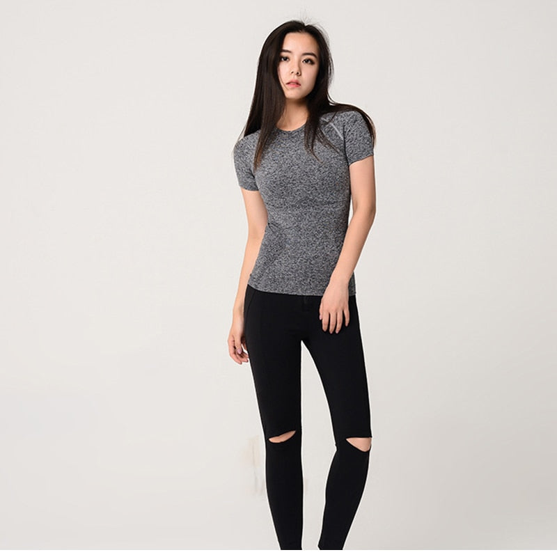 React Seamless Full Length Tee - Light Grey