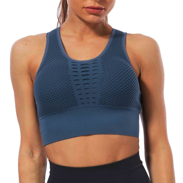 React Premium LUXE Mesh Sports Crop - Dark Blue