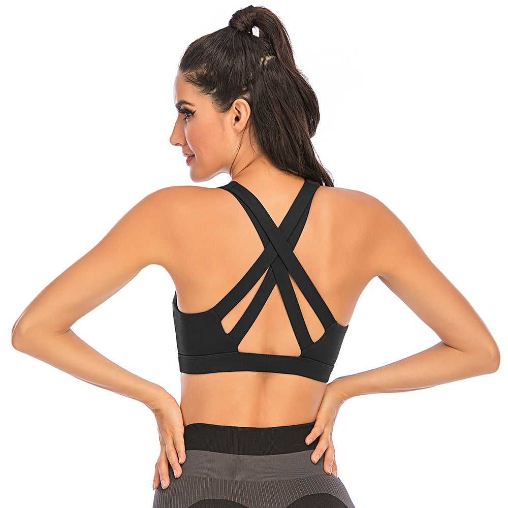 React SUPER Seamless Crossed Sports Crop - Black