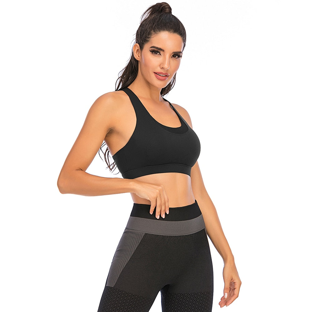 React SUPER Seamless Crossed Sports Crop - Black