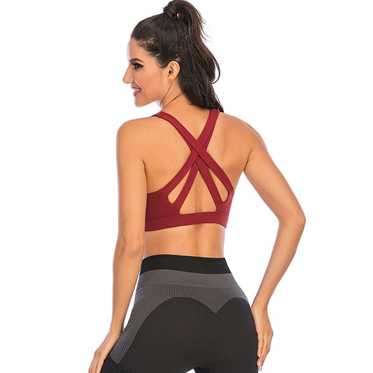 React SUPER Seamless Crossed Sports Crop - Red Wine