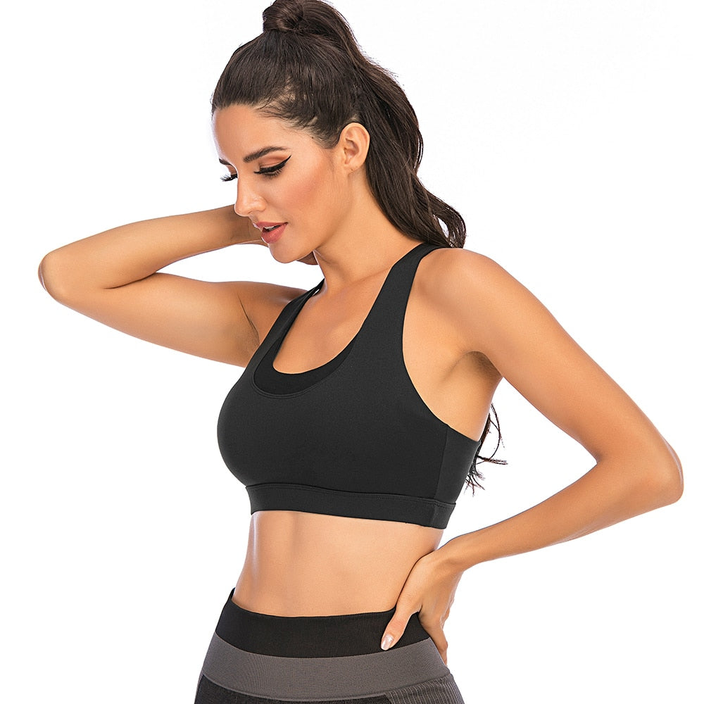 React SUPER Seamless Crossed Sports Crop - Black