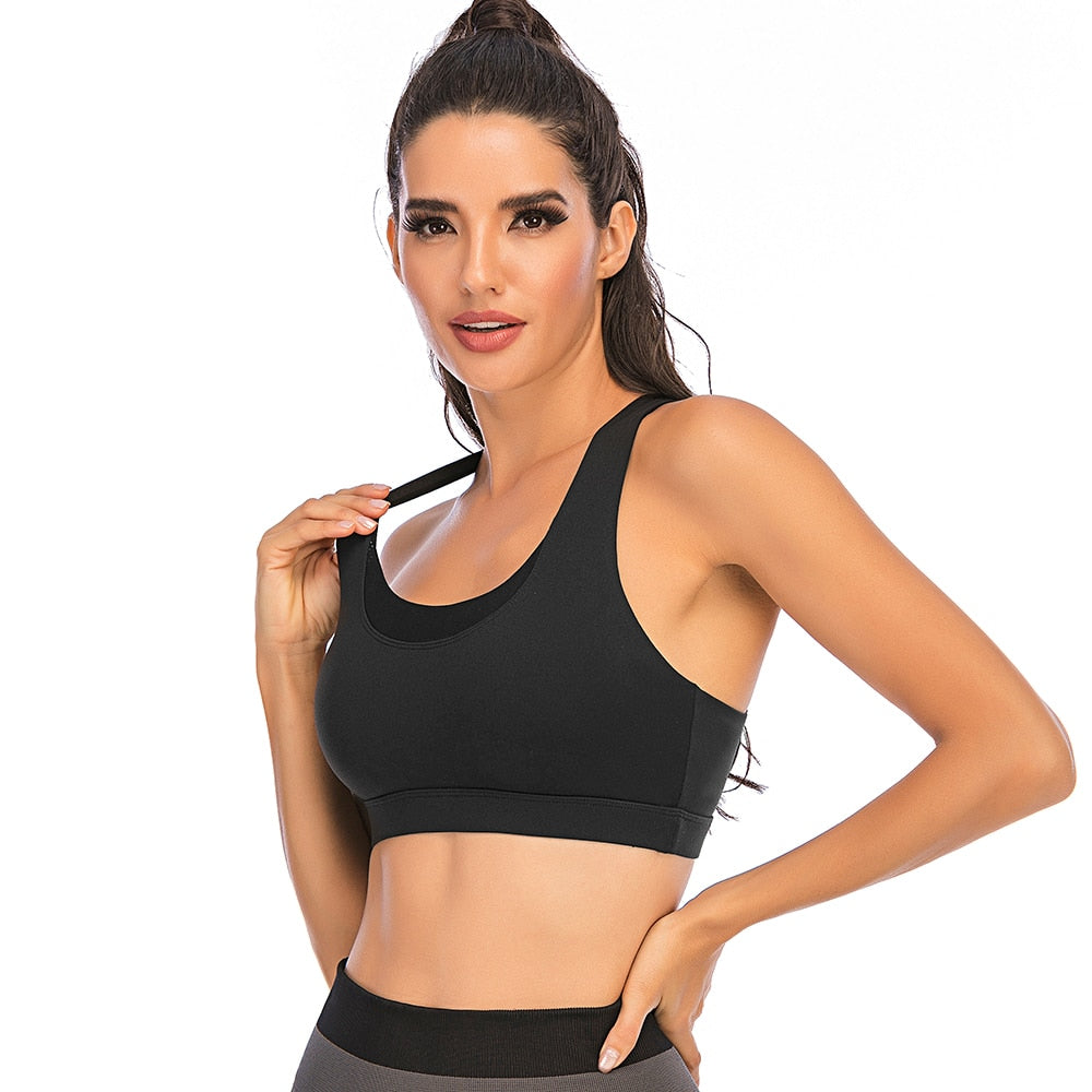 React SUPER Seamless Crossed Sports Crop - Black