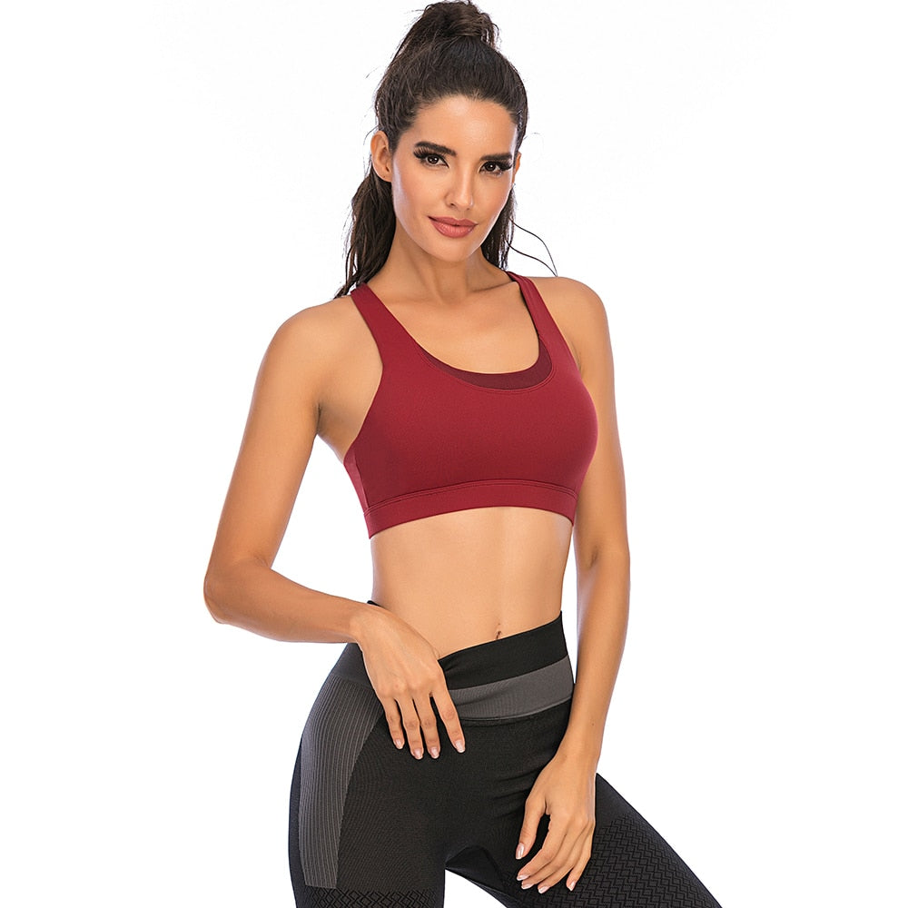 React SUPER Seamless Crossed Sports Crop - Red Wine