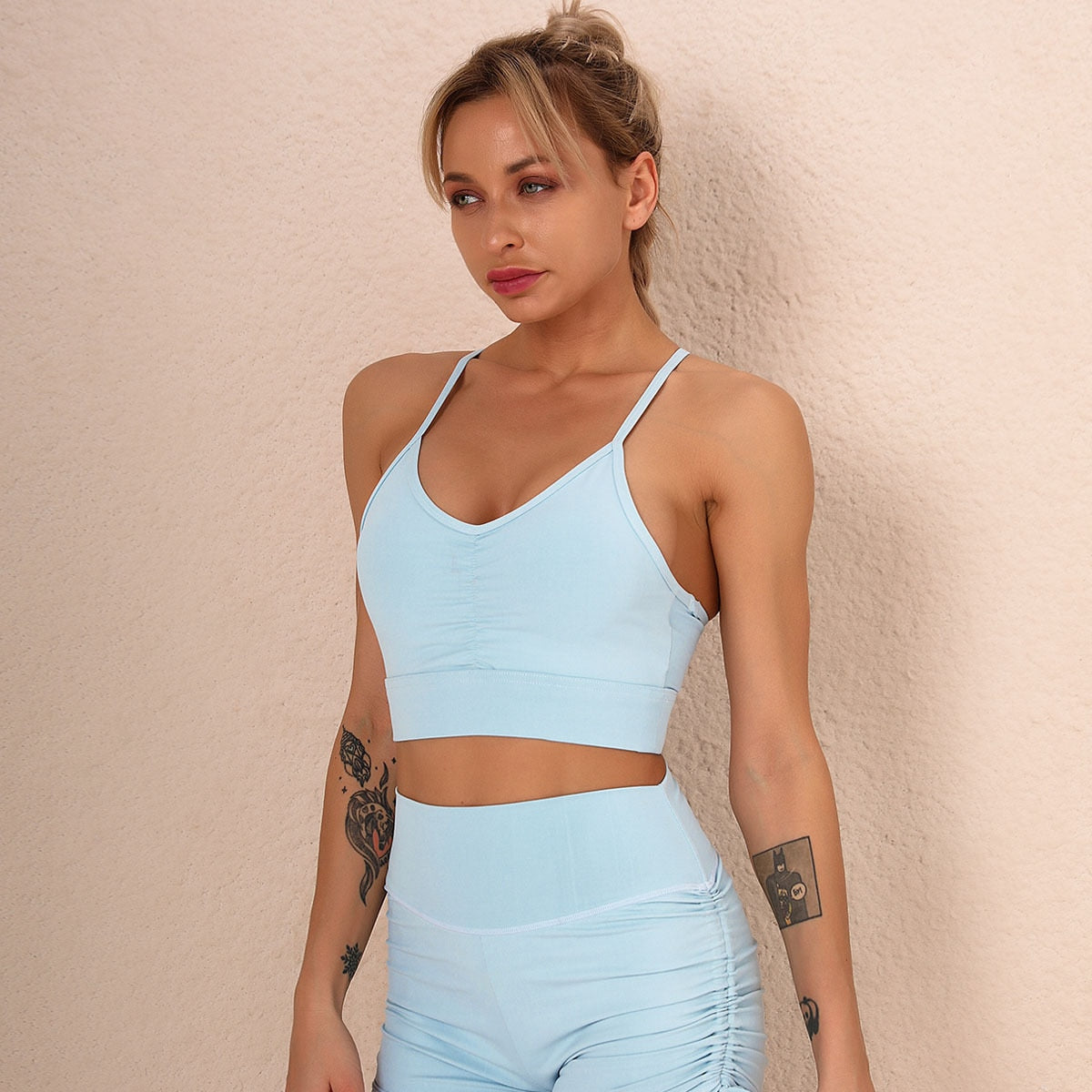 React Seamless Sports Bra - Sky Blue