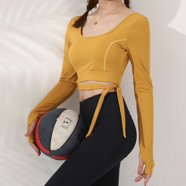 React LUXE Bow Sports Crop - Sunshine Yellow