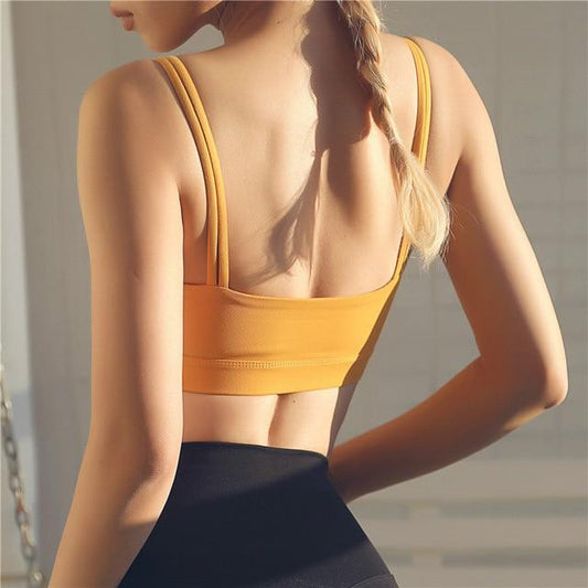 React LUXE Seamless Support Sports Crop - Ginger Yellow