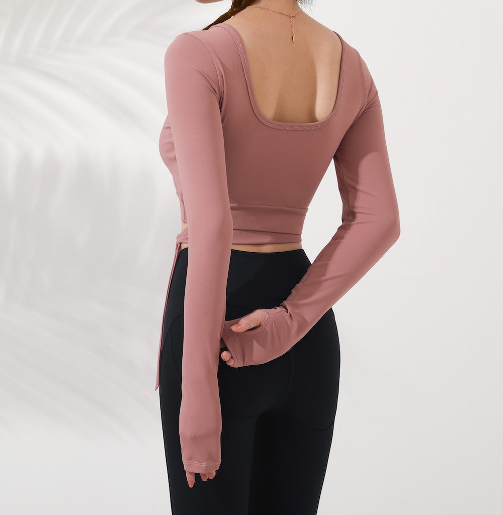 React LUXE Bow Sports Crop - Dusty Pink