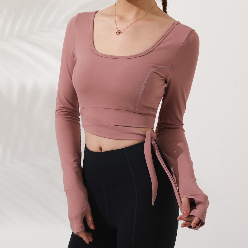 React LUXE Bow Sports Crop - Dusty Pink